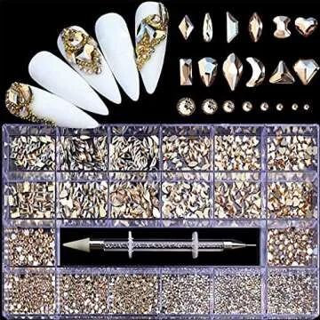Cuawan Nail Rhinestones - Multi Shapes Glass Crystal Kit