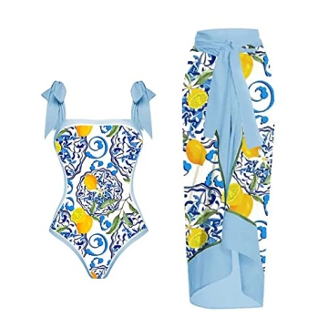 Stylish Women One-Piece Swimsuit with Cover-Up