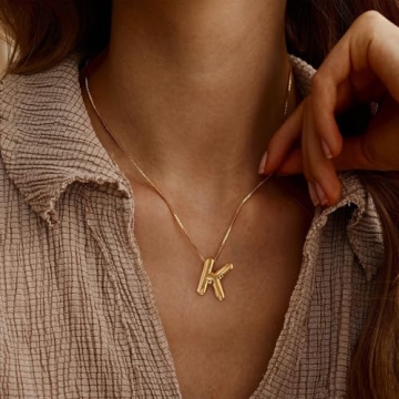 BAYLAY Bubble Letter Necklace Gold - Personalized Jewelry