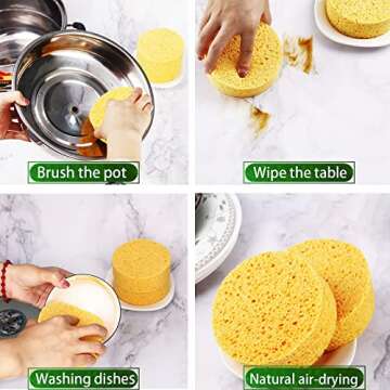 Natural Kitchen Sponges,3 Pack Thick Extra Heavy Duty Scrub Sponges,Household Cleaning Sponge for Dishes(11x4cm, 3 Pcs)