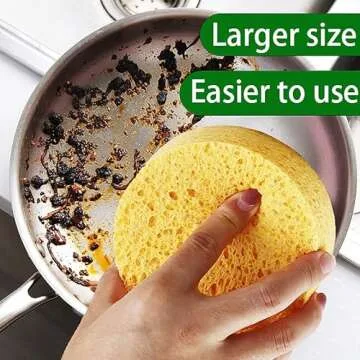 Natural Kitchen Sponges,3 Pack Thick Extra Heavy Duty Scrub Sponges,Household Cleaning Sponge for Dishes(11x4cm, 3 Pcs)