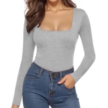 Chic MANGOPOP Square Neck Long Sleeve Bodysuit