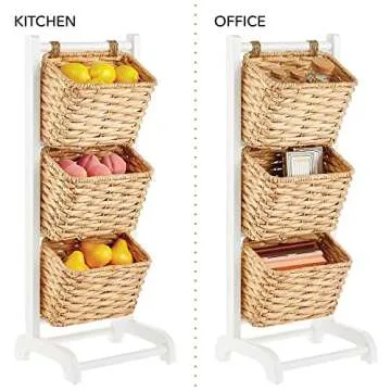 mDesign 3-Tiered Hyacinth Baskets for Stylish Storage