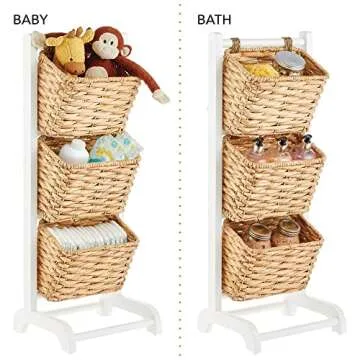 mDesign 3-Tiered Hyacinth Baskets for Stylish Storage