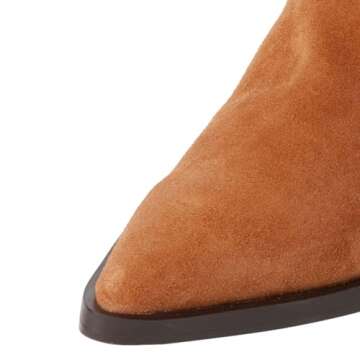 miss left Women Retro Ankle Booties Closed Pointed Toe Elastic Chelsea Boot Pull On Low Chunky Heels Formal Winter Professional Shoes Size 13 Brown