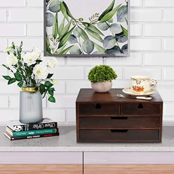 DEAYOU Bamboo Desk Organizer with 4 Drawers for Home Use