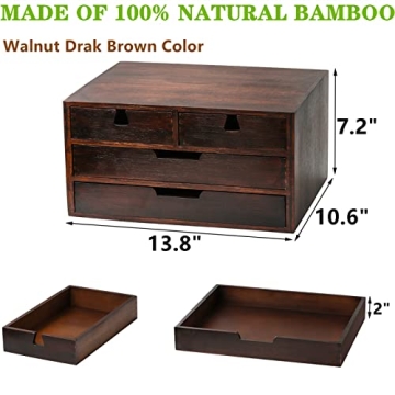 DEAYOU Bamboo Desk Organizer with 4 Drawers for Home Use