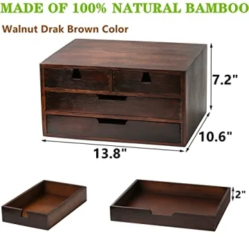DEAYOU Bamboo Desk Organizer with 4 Drawers for Home Use
