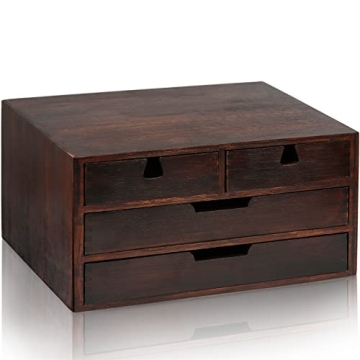 DEAYOU Bamboo Desk Organizer with 4 Drawers for Home Use