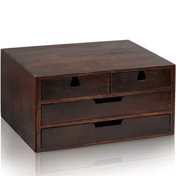 DEAYOU Bamboo Desk Organizer with 4 Drawers for Home Use