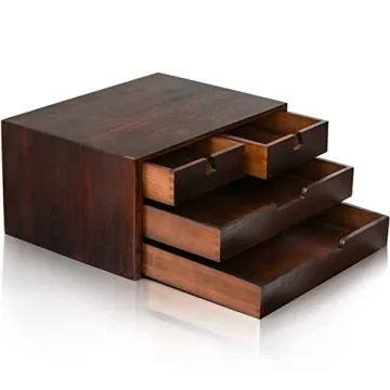 DEAYOU Bamboo Desk Organizer with 4 Drawers for Home Use