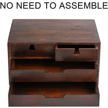 DEAYOU Bamboo Desk Organizer with 4 Drawers for Home Use