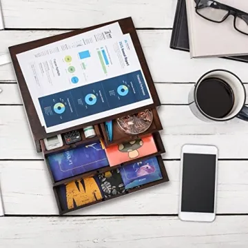 DEAYOU Bamboo Desk Organizer with 4 Drawers for Home Use