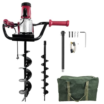 HIGOSPRO 6-Inch & 4-Inch Auger Bit Earth Auger,1500W Electric Post-Hole Digger, Earth Auger Digging ...