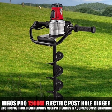 Powerful Higospro Electric Post Hole Digger with Auger Bits