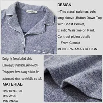 Aamikast Women's Two-piece Classic knit Pajama Sets Long Sleeve Button Down Sleepwear (XL, Lake Blue)