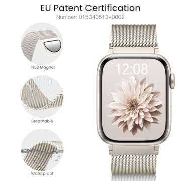 WANLISS Original Metal Milanese Loop Compatible with Apple Watch Band 38mm 40mm 41mm 42mm 44mm 45mm 49mm for Women Men, Magnetic Stainless Steel for iWatch Se Ultra Series 10 9 8 7 6 5 4 3 2 1
