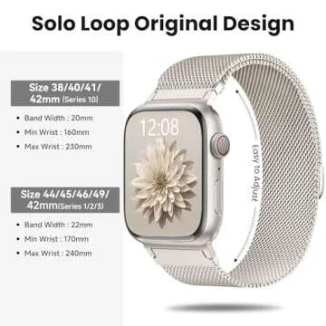 WANLISS Original Metal Milanese Loop Compatible with Apple Watch Band 38mm 40mm 41mm 42mm 44mm 45mm 49mm for Women Men, Magnetic Stainless Steel for iWatch Se Ultra Series 10 9 8 7 6 5 4 3 2 1