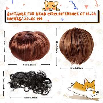 MTLEE 6 Pcs Funny Dog Wig Retro Pet Round Sunglasses Dog Cat Cosplay Wig Pet Costumes Accessories Sm...