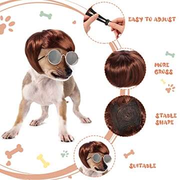MTLEE Funny Pet Wig & Sunglasses Set for Holiday Fun