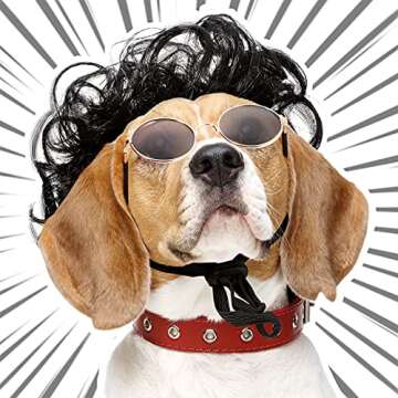 MTLEE Funny Pet Wig & Sunglasses Set for Holiday Fun