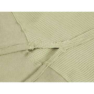 miduo Womens 2025 Fall Clothes Loose Waffle Knit Sweatshirts V Neck Long Sleeve Pullover Sweatshirts Outerwear Light Green M