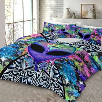 SleepWish Trippy Alien by Brizbazaar Comforter Set Colorful Tie Dye Bedding Sets Psychedelic Outer S...