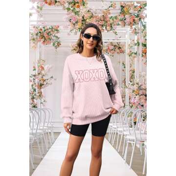 MNLYBABY Valentines Shirt Valentine Shirts Women Cute Love Heart Sweater Lightweight Sweatshirt Long Sleeve Top