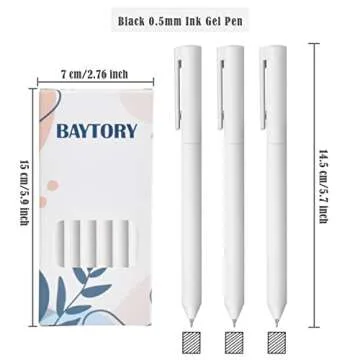 BAYTORY 6Pcs Gel Ink Pens, Quick Dry Ink Pen Fine Point Black 0.5mm Smooth Writing for School Suppli...