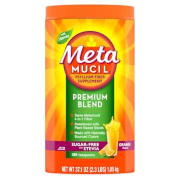 Metamucil Premium Blend, 4-in-1 Fiber Supplement for Digestive Health, Psyllium Husk Fiber Powder, S...