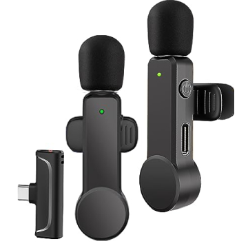 NPTCL USB C Wireless Lavalier Mic 2 Pack for Mobile