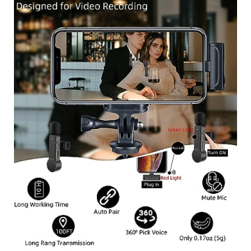 NPTCL USB C Wireless Lavalier Mic 2 Pack for Mobile