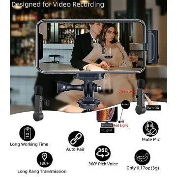 NPTCL USB C Wireless Lavalier Mic 2 Pack for Mobile