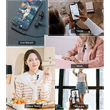 NPTCL USB C Wireless Lavalier Mic 2 Pack for Mobile