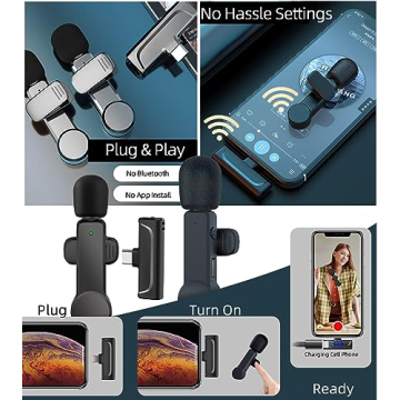 NPTCL USB C Wireless Lavalier Mic 2 Pack for Mobile