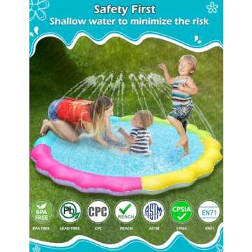 Jasonwell Splash Pad Sprinkler for Kids Splash Play Mat Outdoor Water Toys Inflatable Splash Pad Baby Toddler Pool Boys Girls Children Outside Backyard Dog Sprinkler Pool Age 1 2 3 4 5 6 7 8 9 XL