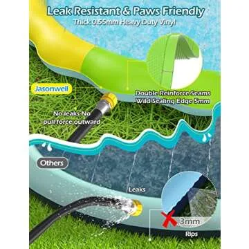 Jasonwell Splash Pad Sprinkler for Kids Splash Play Mat Outdoor Water Toys Inflatable Splash Pad Baby Toddler Pool Boys Girls Children Outside Backyard Dog Sprinkler Pool Age 1 2 3 4 5 6 7 8 9 XL