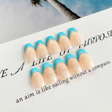 DANMANR Square Press on Nails Short Fake Nails French Acrylic Full Cover False Nails for Women and G...