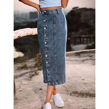 Casual High Waisted Denim Skirt for Women and Girls