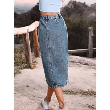 Casual High Waisted Denim Skirt for Women and Girls