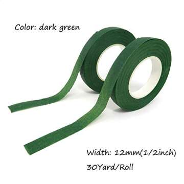 Honbay 4 Rolls 1/2" Wide 30Yard/Roll Floral Tapes for Bouquet Stem Wrap Florist Craft Projects (Dark Green)