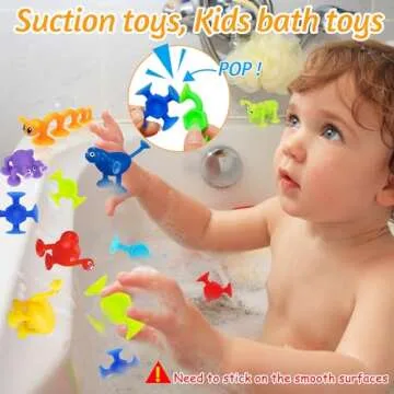 32 PCS Suction Cup Toys Kids Bath Toy Party Favor Goody Prize Easter Stuffer Gift for 2+ 3 4 5 6 Year Old Boy Girl Toddler Travel Toy Sensory Fidget Dinosaur Window Toy with Eggshell Storage