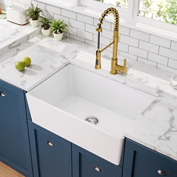 Luxury CELAENO White 24" Farmhouse Sink - Durable Fireclay for Small Kitchen & Laundry