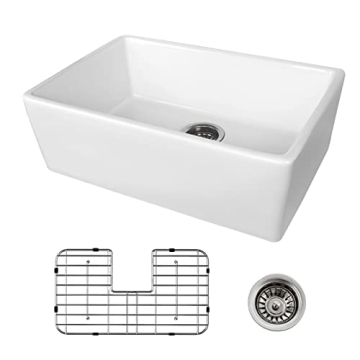 CELAENO White 24 Inch Farmhouse Sink Durable Fireclay