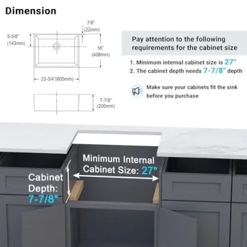 CELAENO White 24 Inch Farmhouse Sink Durable Fireclay
