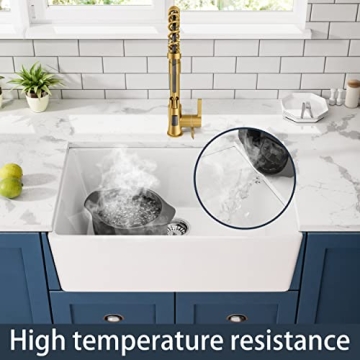 CELAENO White 24 Inch Farmhouse Sink Durable Fireclay