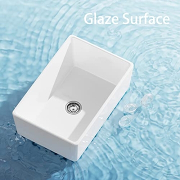 CELAENO White 24 Inch Farmhouse Sink Durable Fireclay