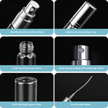 6PCS Perfume Atomizer, 10ML Travel Perfume Bottles, Mini Refillable Perfume Atomizer Bottle, Premium Fashion Empty Perfume Bottle - Bixbsone （2 Golden + 2 Silver + 2 Black )