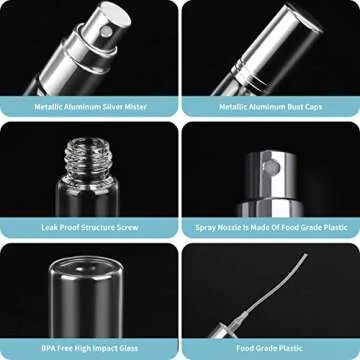 6PCS Perfume Atomizer, 10ML Travel Perfume Bottles, Mini Refillable Perfume Atomizer Bottle, Premium Fashion Empty Perfume Bottle - Bixbsone （2 Golden + 2 Silver + 2 Black )