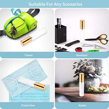 6PCS Perfume Atomizer, 10ML Travel Perfume Bottles, Mini Refillable Perfume Atomizer Bottle, Premium Fashion Empty Perfume Bottle - Bixbsone （2 Golden + 2 Silver + 2 Black )